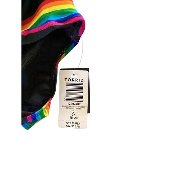 Torrid Bikini Top Rainbow Stripe Scoop - Picture 7 of 7